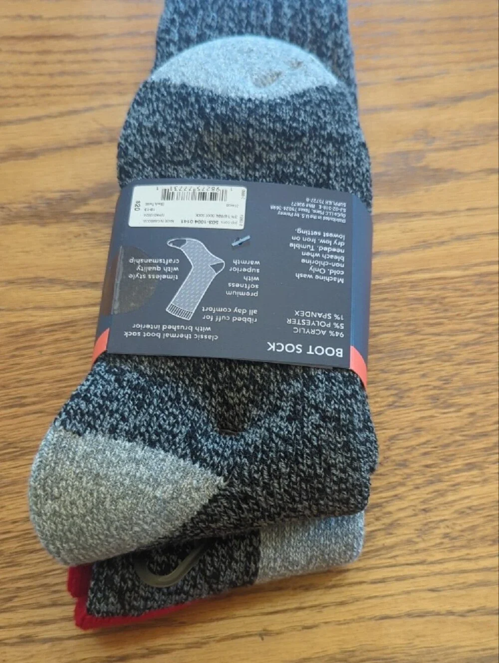 St. John's Bay Gray and Red Cold Weather Thermal Socks - 2 Pack